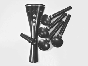 6 piece Ebony Set with Crystal Inlay for 4/4 Violin