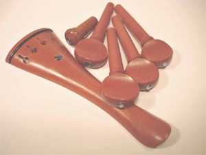 6 piece Boxwood Set with Crystal Inlay for 4/4 Violin