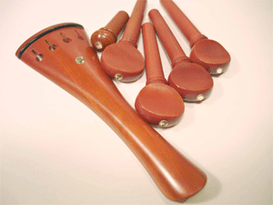 6 piece Boxwood Set with Crystal Inlay for 4/4 Violin