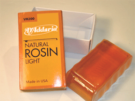 D'Addario Natural Rosin Light, VR200 for violin, viola, and cello.