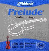 D'Addario Violin Prelude 3/4 Medium, J810-M Set of 4 strings