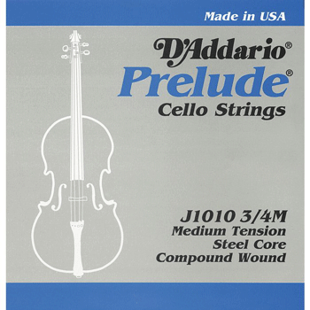 D'Addario Cello Prelude 3/4 Medium, J810-M Set of 4 strings