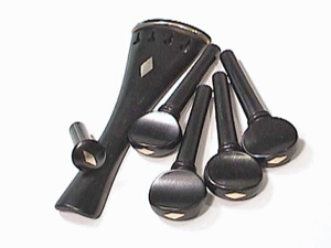 SET 6 piece Ebony Silver Diamond Inlay Violin