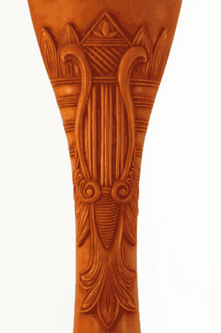 Carved Boxwood Antique Old World Lyre Upright Bass Tailpiece at The Fiddle Shop