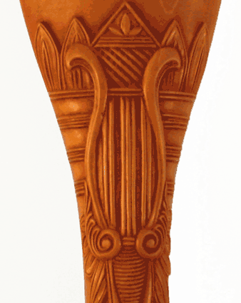 Carved Boxwood Antique Old World Lyre Upright Bass Tailpiece at The Fiddle Shop