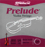 D'Addario Violin Prelude 1/4 Medium, J810-M Set of 4 strings