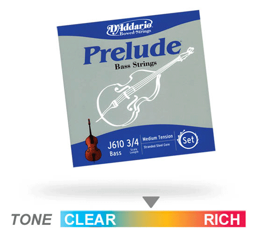 D'Addario Bass Strings Prelude 3/4 Medium, J610-M
